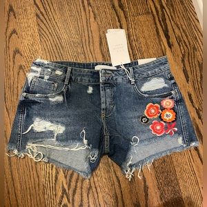 Zara trf denim embroidered shorts